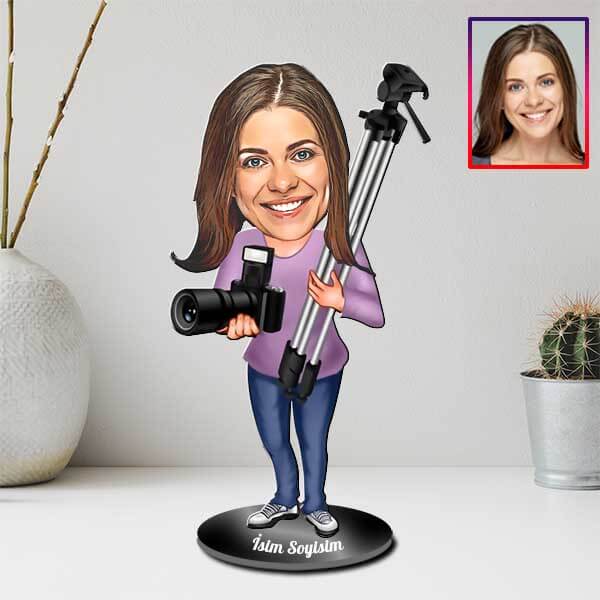 Kişiye Özel Fotoğrafçı Karikatürlü Biblo görsel