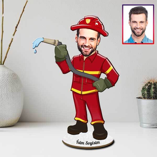 Kişiye Özel İtfaiyeci Karikatürlü Biblo görsel