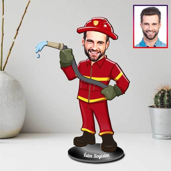 Kişiye Özel İtfaiyeci Karikatürlü Biblo görsel