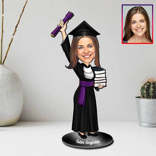 Kişiye Özel Yeni Mezun Karikatürlü Biblo