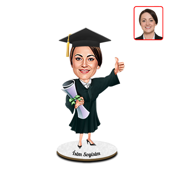 Kişiye Özel Kız Mezuniyet Karikatürlü Biblo görsel