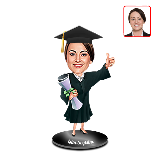 Kişiye Özel Kız Mezuniyet Karikatürlü Biblo görsel
