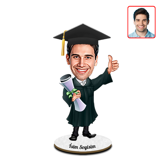 Kişiye Özel Erkek Mezuniyet Karikatürlü Biblo görsel