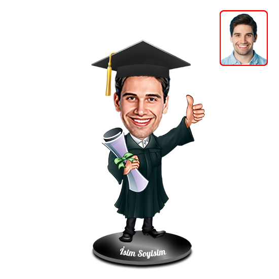 Kişiye Özel Erkek Mezuniyet Karikatürlü Biblo görsel