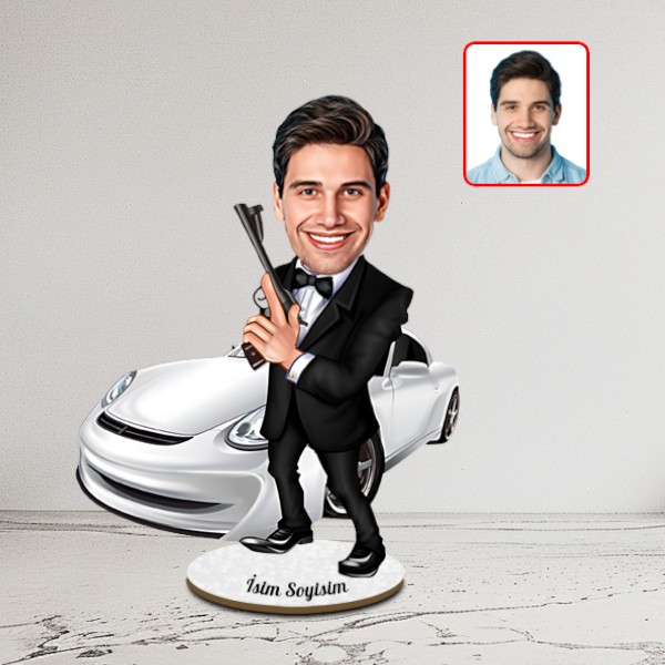 Kişiye Özel Ajan Karikatür Biblo