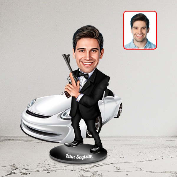 Kişiye Özel Ajan Karikatür Biblo