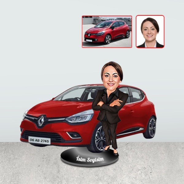 Kendi Aracınızla Size Özel Arabalı Karikatür Biblo - Kadın görsel