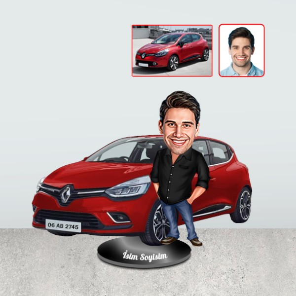 Kendi Aracınızla Size Özel Arabalı Karikatür Biblo - Erkek