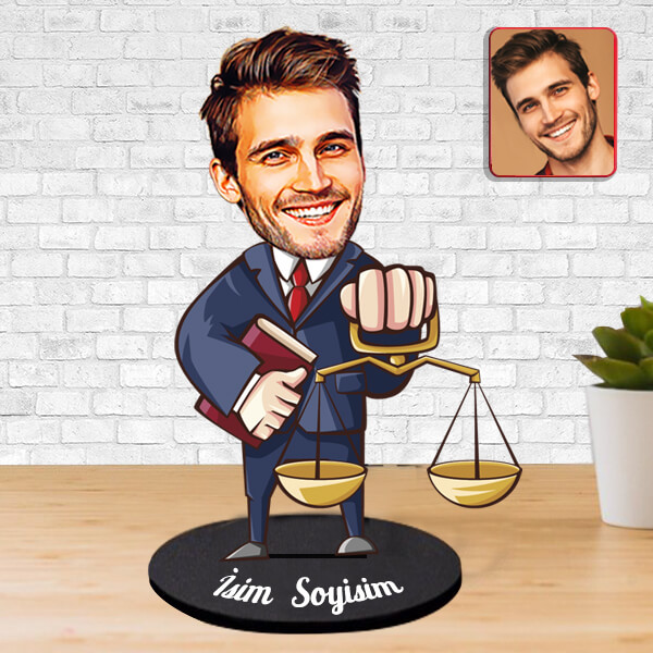 Kişiye Özel Hukukçu Karikatürlü Biblo görsel
