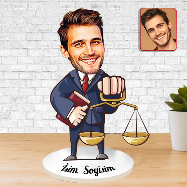 Kişiye Özel Hukukçu Karikatürlü Biblo görsel