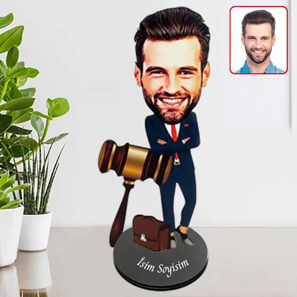 Kişiye Özel Avukat Karikatürlü Biblo Model 16 görsel