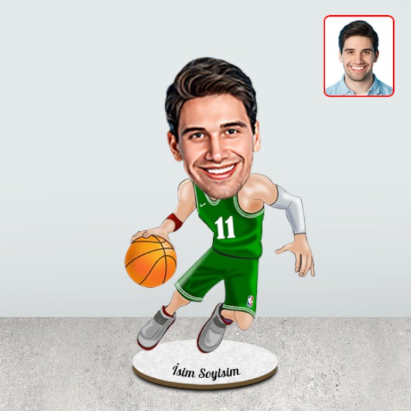 Kişiye Özel Basketbolcu Karikatür Biblo görsel