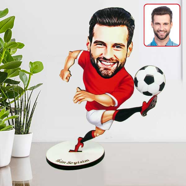 Kişiye Özel Futbolcu Karikatürlü Biblo görsel