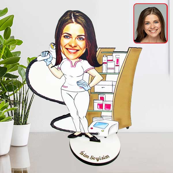 Kişiye Özel Güzellik Uzmanı Karikatürlü Biblo