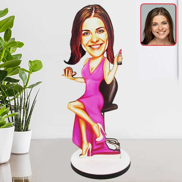 Kişiye Özel Şık Kadın Karikatürlü Biblo görsel