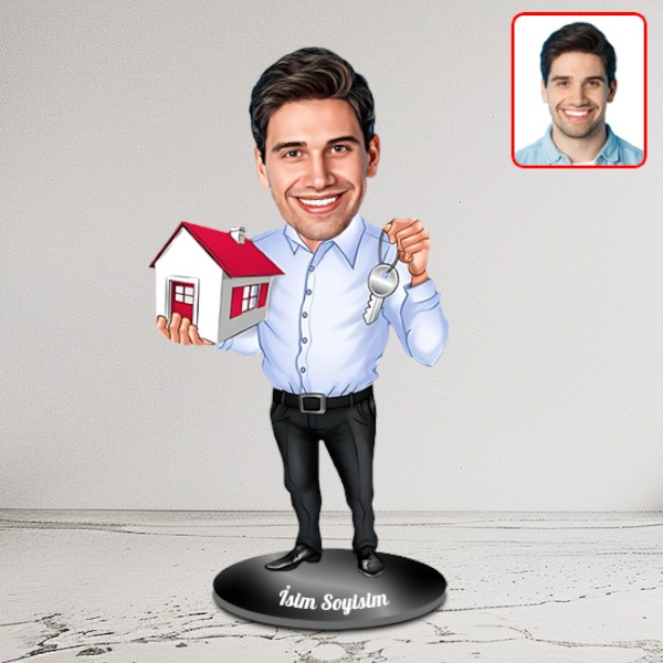 Kişiye Özel Erkek Emlakçı Karikatür Biblo