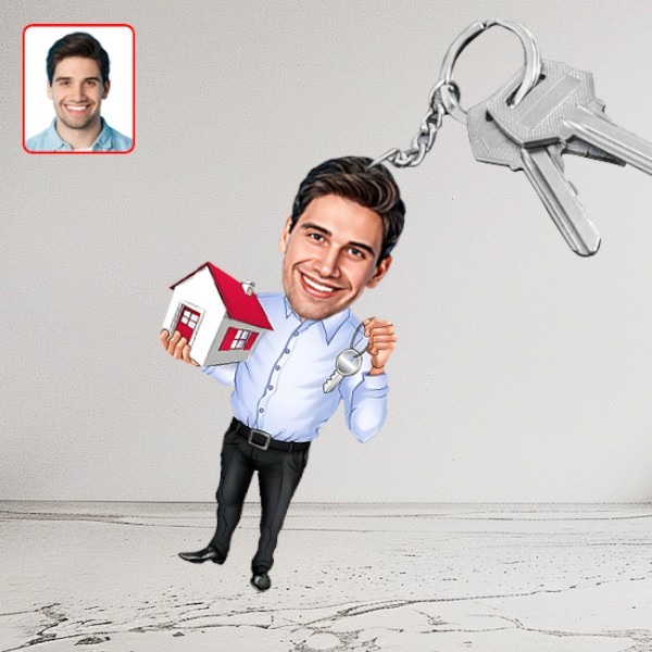 Kişiye Özel Erkek Emlakçı Karikatür Biblo