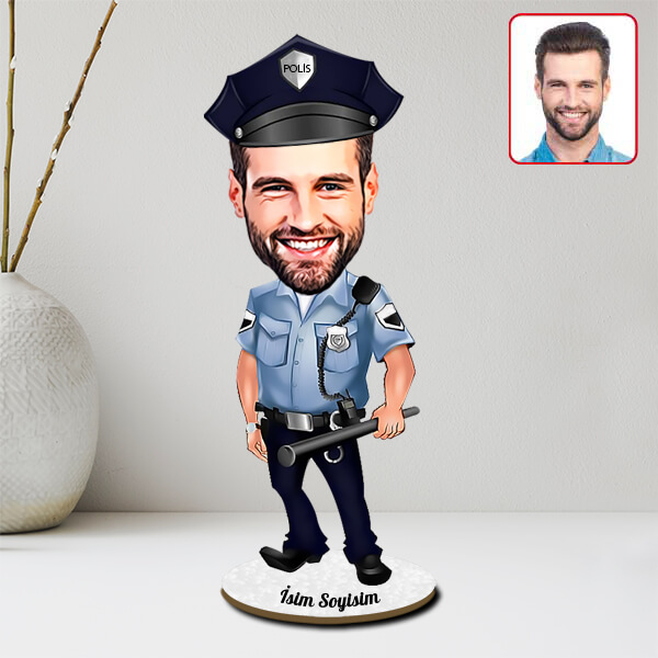 Erkek Polis Karikatürlü Biblo görsel