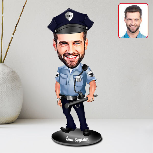 Erkek Polis Karikatürlü Biblo görsel