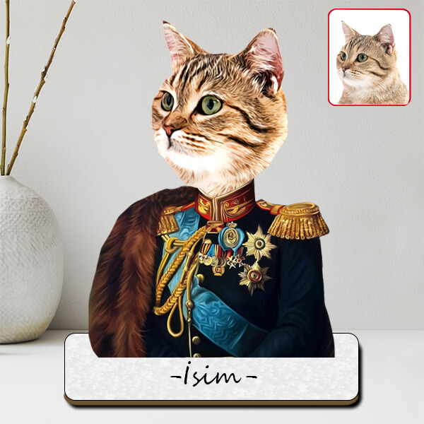 İsme Özel Subay Karikatürlü Evcil Hayvan Biblosu görsel