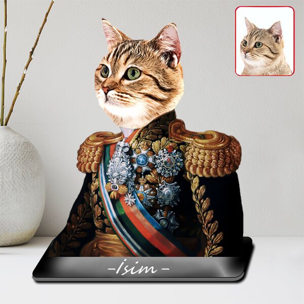 İsme Özel Subay Karikatürlü Evcil Hayvan Biblosu görsel