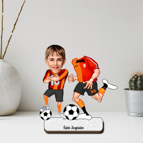 Futbolcu Ve Kişiye Özel Çocuk Karikatürlü Biblo