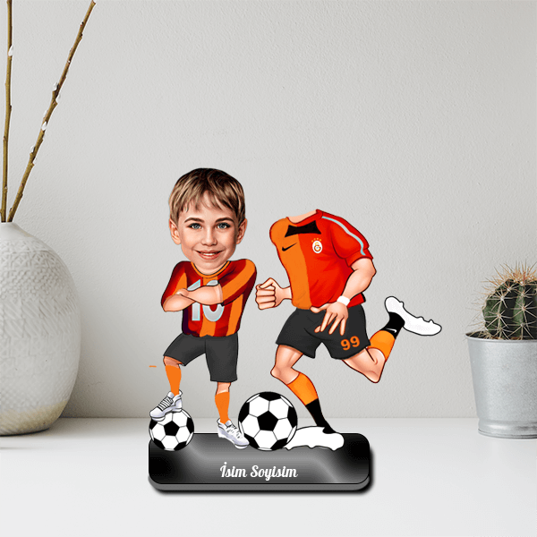 Futbolcu Ve Kişiye Özel Çocuk Karikatürlü Biblo