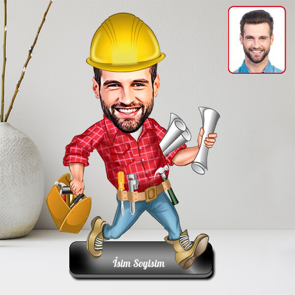İnşaat Mühendisi Karikatürlü Biblo görsel