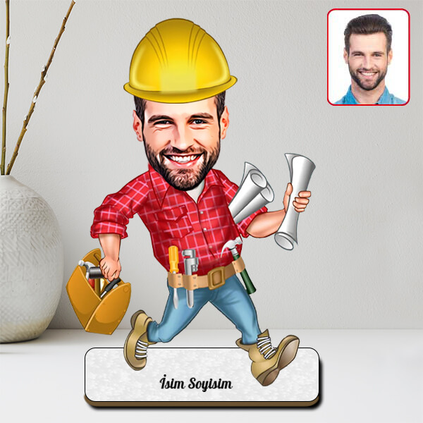 İnşaat Mühendisi Karikatürlü Biblo görsel