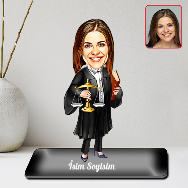 Kadın Hukukçu Karikatürlü Biblo