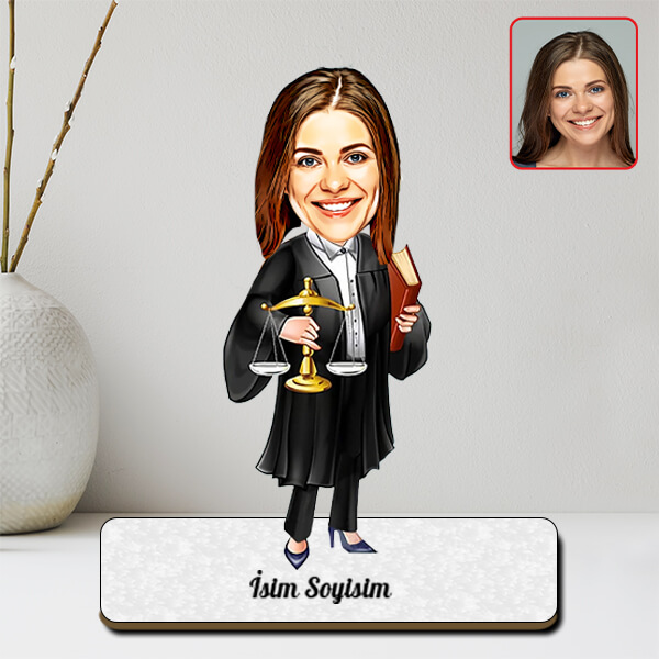 Kadın Hukukçu Karikatürlü Biblo