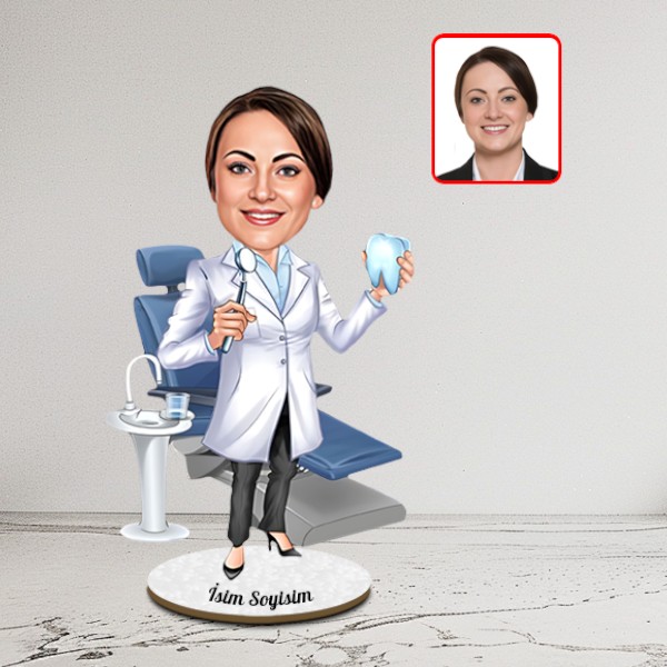 Kişiye Özel Kadın Diş Hekimi Karikatür Biblo