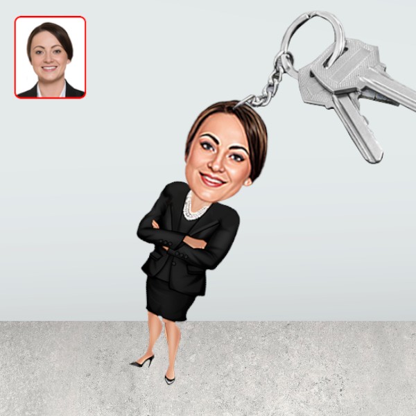 Kadın Müdür Tasarımlı Karikatür Biblo Anahtarlık - Görsel 1