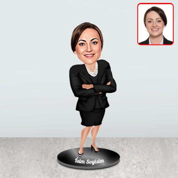 Kadın Müdür Tasarımlı Karikatür Biblo
