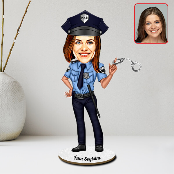 Kadın Polis Karikatürlü Biblo görsel
