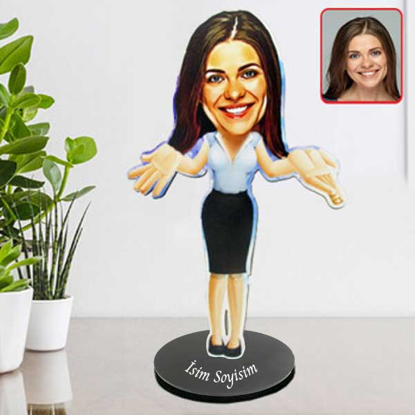 Kişiye Özel İş Kadını Karikatürlü Biblo görsel