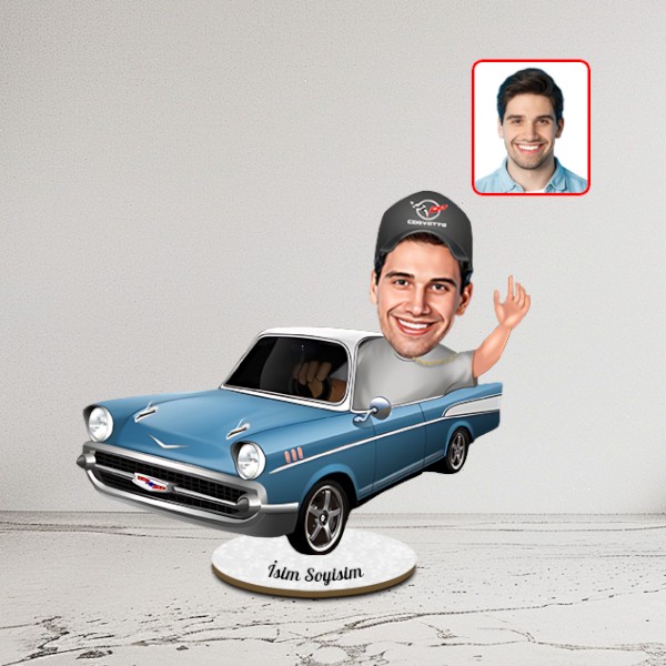 Kişiye Özel Arabalı Karikatür Biblo