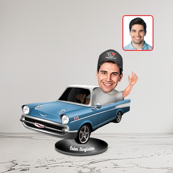 Kişiye Özel Arabalı Karikatür Biblo