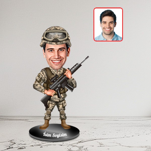 Kişiye Özel Asker Karikatür Biblo
