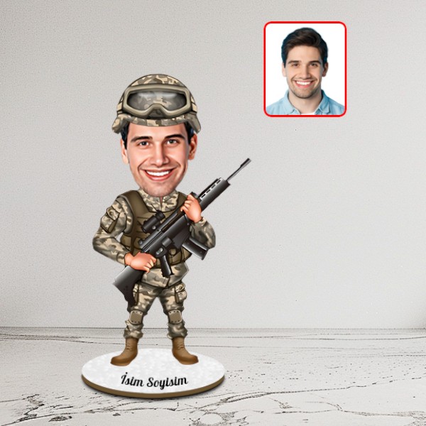 Kişiye Özel Asker Karikatür Biblo