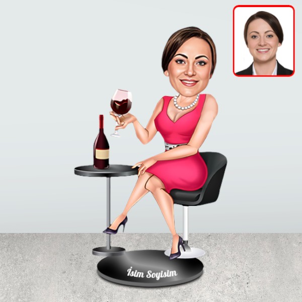 Kutlama Yapan Kadın Karikatür Biblo