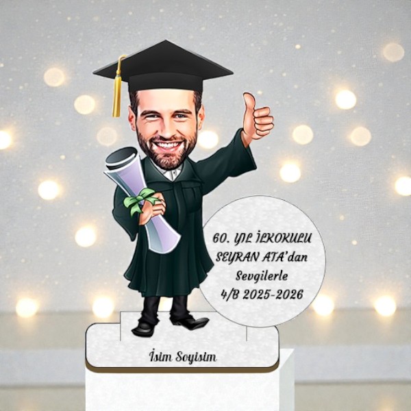 Kişiye Özel Erkek Mezuniyet Karikatürlü Biblo- Model 1