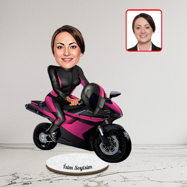 Kişiye Özel Kadın Motorcu Biblo