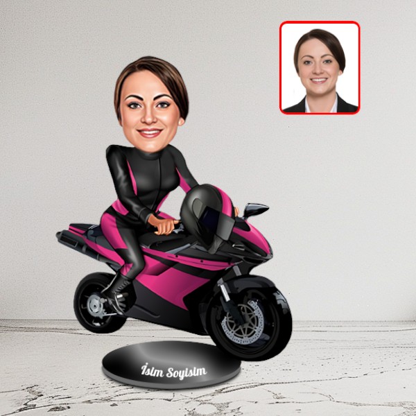 Kişiye Özel Kadın Motorcu Biblo