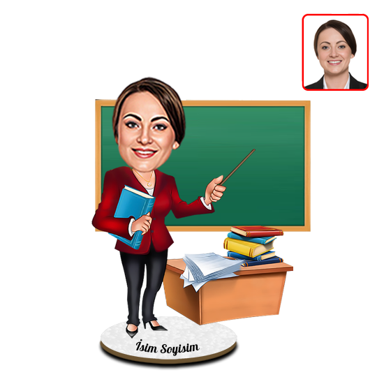 Bayan Öğretmen Karikatürlü Biblo görsel