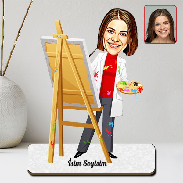 Resim Öğretmeni | Ressam Karikatürlü Biblo görsel