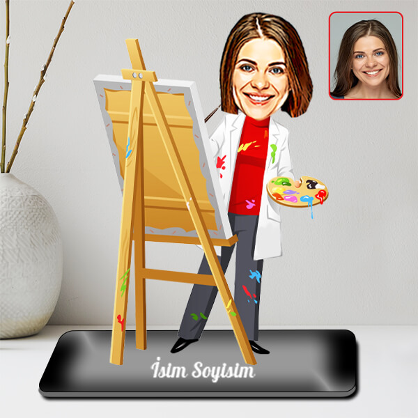 Resim Öğretmeni | Ressam Karikatürlü Biblo görsel