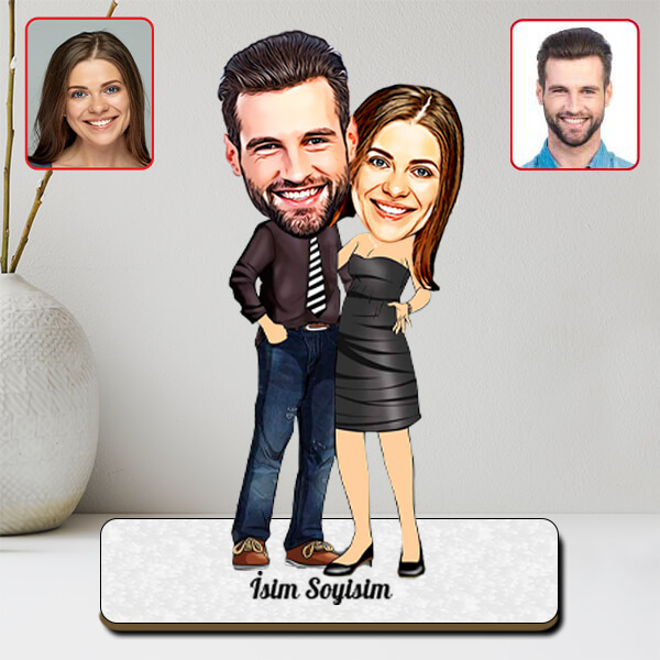 Kişiye Özel Sevgili Karikatürlü Biblo | Model - 4 görsel