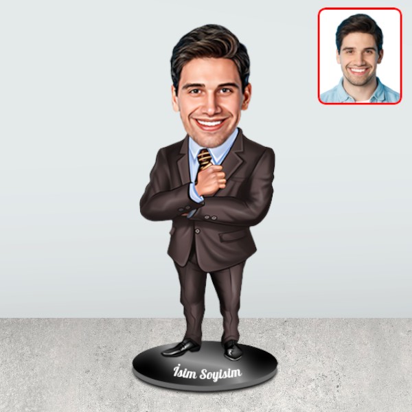 Takım Elbiseli Erkek Karikatür Biblo görsel