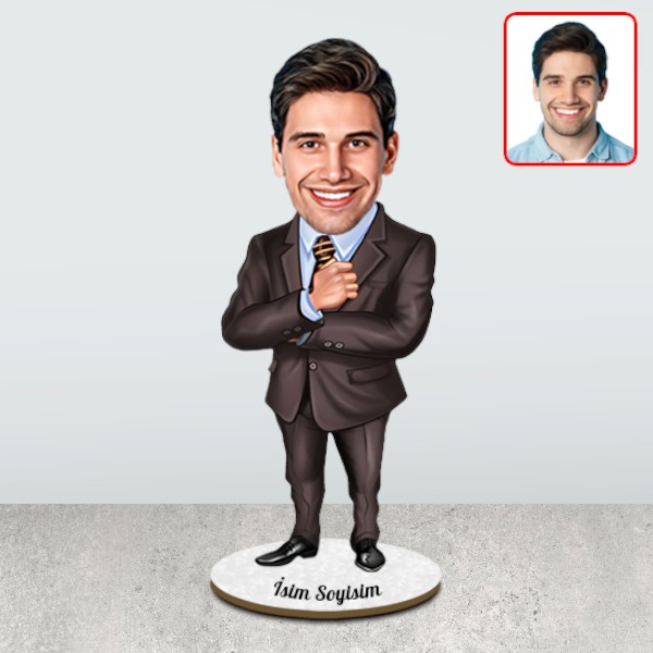 Takım Elbiseli Erkek Karikatür Biblo görsel